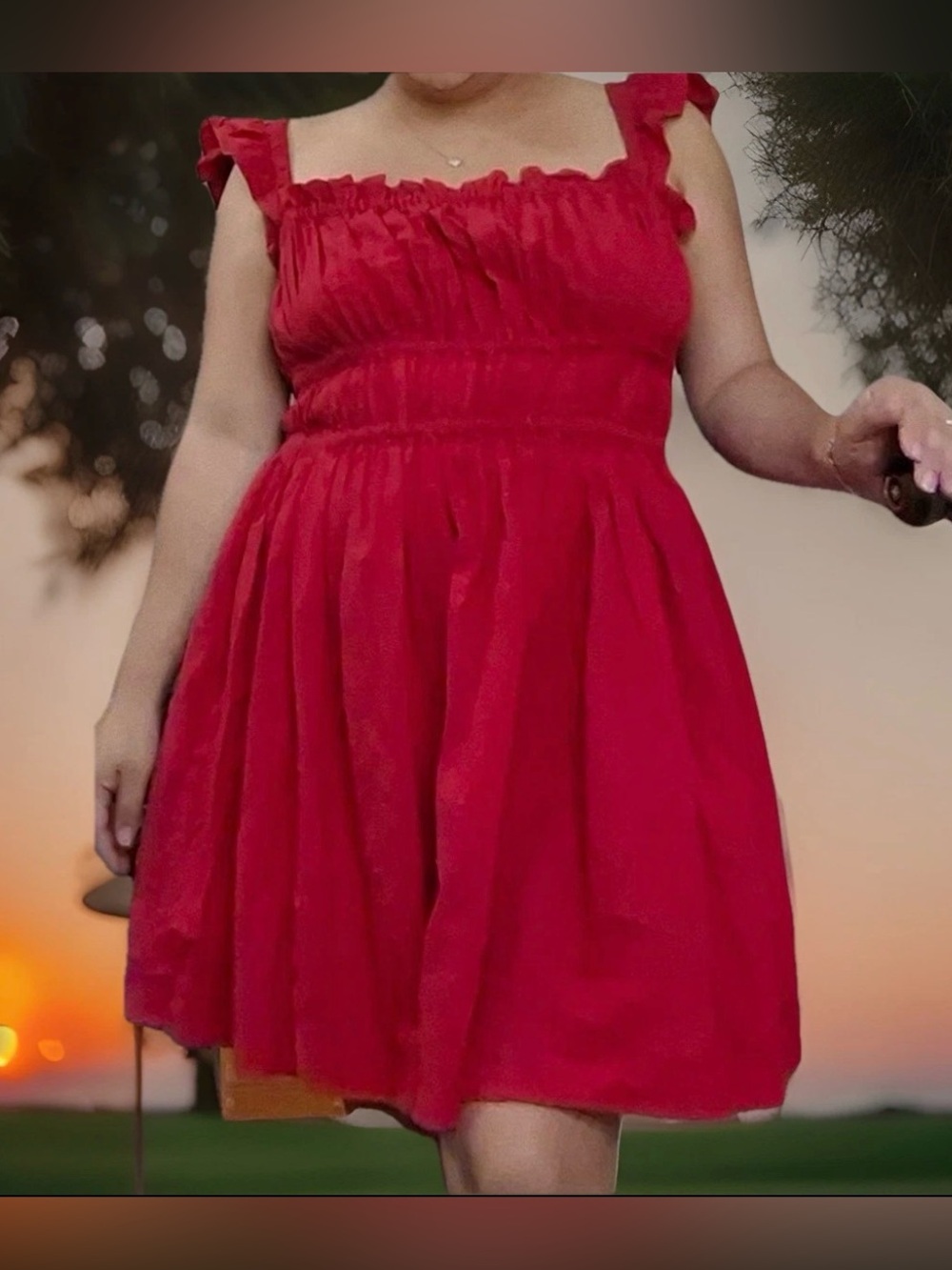 ASOS Red Ruffle Strap Mini Dress - Picture 6 of 6